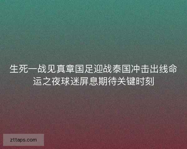 生死一战见真章国足迎战泰国冲击出线命运之夜球迷屏息期待关键时刻